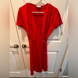 Warehouse Red/ Orange Asymmetrical Wrap Dress